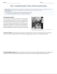 Debating Power and Rights in Reconstruction