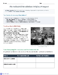 Industrial Revolution Impacts and Origins