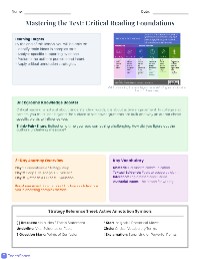 Critical Reading Strategies for Success