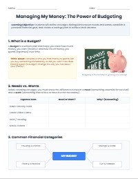 Budget Basics: Goals and Dreams Project