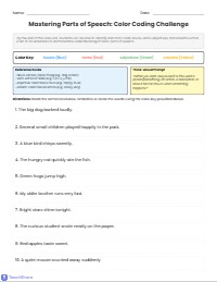 Parts of Speech Color-Coding Review
