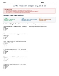 Mastering Suffixes: -ology, -ory, and -or