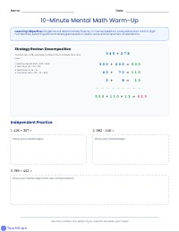 Dig In: Pre-Course Mental Math