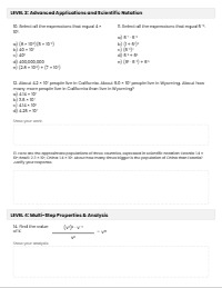 Exponents & Scientific Notation Form B