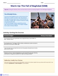 Primary vs Secondary Source Sorting Activity