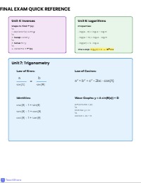 Math 3 Semester 2 Final Reference Sheet