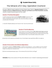 create sections and provide comprehension questions for each section. shorten reading to one page.