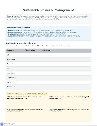 Sustainable Resource Analysis Worksheet