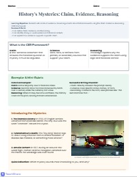 Historical Mysteries CER Analysis