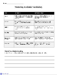 Academic Vocabulary Reference Chart