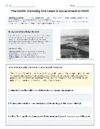 Smith-Connally Act Analysis