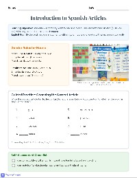 Spanish Nouns and Articles