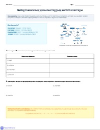 Бейорганикалық қосылыстардың негізгі кластары: Жұмыс парағы