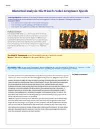 SOAPST Analysis: Elie Wiesel's Nobel Acceptance Speech