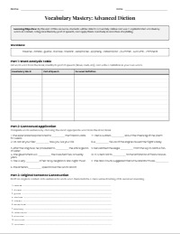 Advanced Vocabulary Mastery and Creative Expression