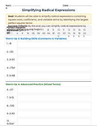 Simplifying Radical Expressions: Warm-Up Practice