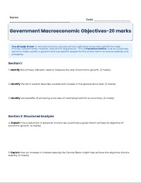 Government Macroeconomic Objectives IGCSE Evaluative Worksheet
