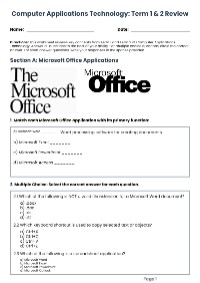 Computer Applications Technology: Term 1 & 2 Review