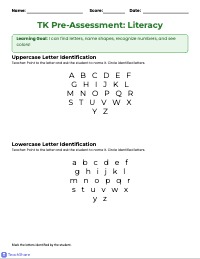 Transitional Kindergarten Skills Pre-Assessment