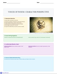 Character Journal Planning Worksheet