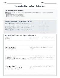 Pre-Calculus Foundations