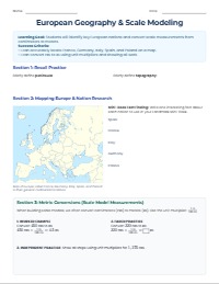 European Landmark Map and Metric Conversion Practice