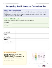 Health Studies Comparison Organizer