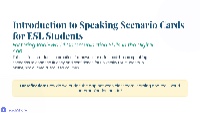 Introduction to Speaking Scenario Cards