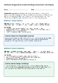 Methods of Appraisal: Observations, Data Collection, and Interviews
