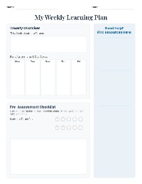Weekly Learning Structure