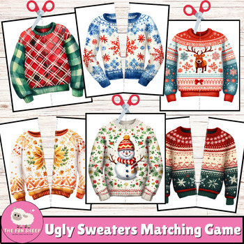 Ugly Sweaters Matching Game | Winter Matching Cards - Winter Symmetry ...