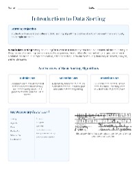 Introduction to Data Sorting