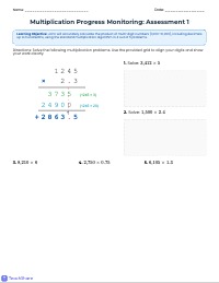 Multi-Digit Multiplication Progress Monitoring