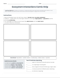 Ecosystem Dynamics: Comic Strip Assessment