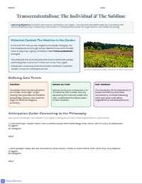 The American Transcendentalist Movement: Independent Study Unit