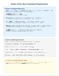 Marine Ecology Concepts Worksheet