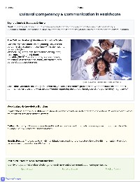 Culturally Competent Care and Communication