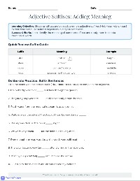 Adjective Suffixes Practice
