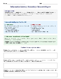 Research and Information Literacy Workbook