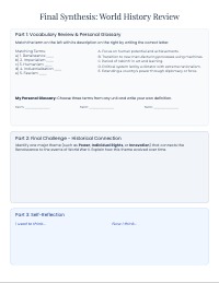 Modern World History Study Guide Handout