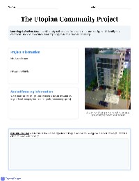 Utopian Community Project Overview