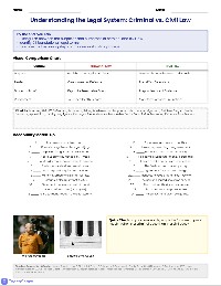 Criminal vs Civil Law Worksheet