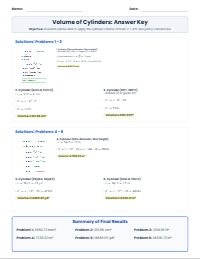 Cylinder Volume Answer Key and Walkthrough