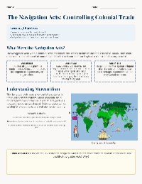 The Navigation Acts and Colonial Economy