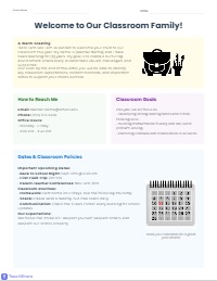 Welcome to Our Classroom Parent Information Letter