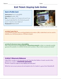 Privacy Exit Ticket