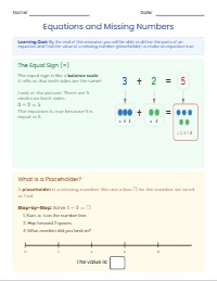 Learning About Equations and Missing Numbers