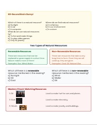 Natural Resources: Renewable and Non-Renewable Review