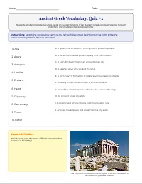 Ancient Greece Vocabulary Quiz #2