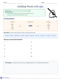 Exploring Word Families: The Sign Matrix